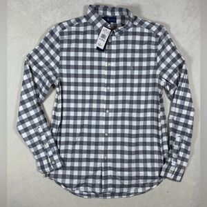 NWT Polo Ralph Lauren Boys XL 18-20 Gray and White Plaid Gingham Shirt